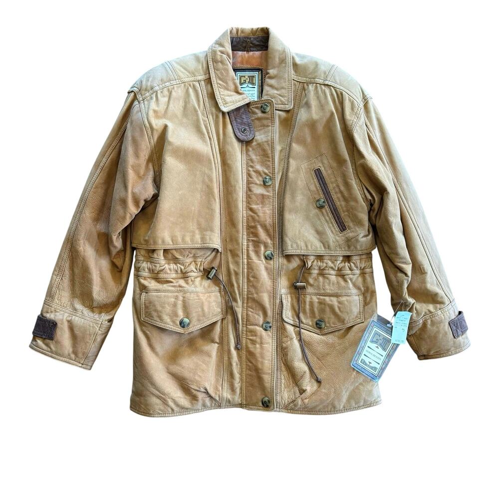 Vintage 80s G-III Global Identity Men’s Leather Field Jacket Brown Size M NWT